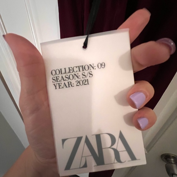 NWT ZARA SUMMER DRESS wine color with sheer panel and strappy back SIZE L - Picture 4 of 8